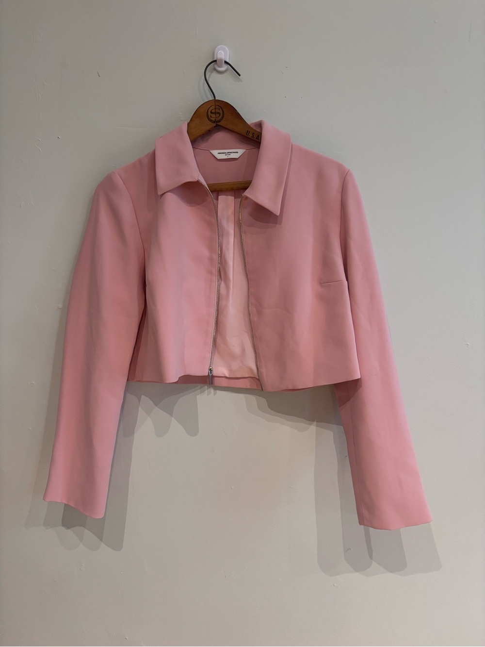 Amanda Uprichard Cropped Pink Women's Jacket - Small